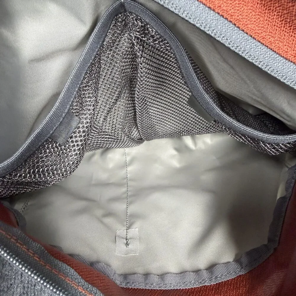 E1 OSPREY Elroy Messenger Bag Cargo Pockets Sipper Side Laptop Burnt Orange Gray